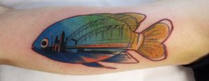 тату рыба с рисунком