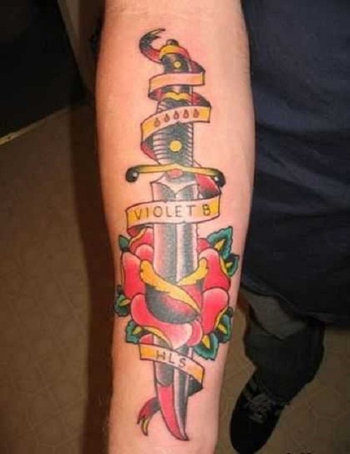 олд скул на предплечье